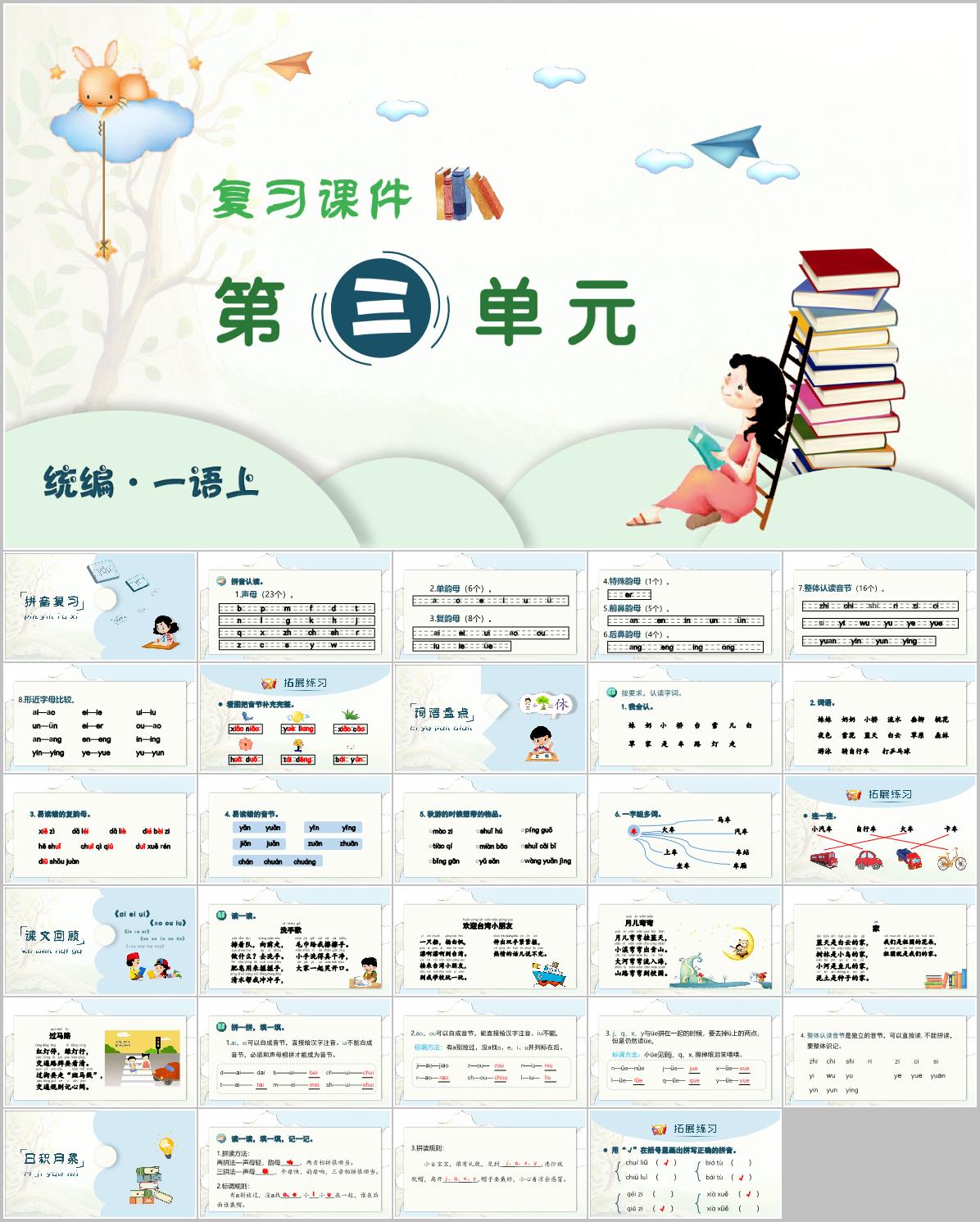 2024-2025学年一年级上学期语文第三单元期末复习PPT课件(统编版)
